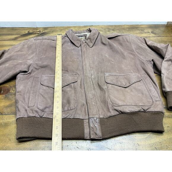 Vintage G-III Global Identity Brown Leather Bomber Jacket Size Large - Picture 7 of 12